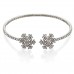 B284  Silver Plt Crystal Wire Dbl Snowflake Bracelet 106297-Silver